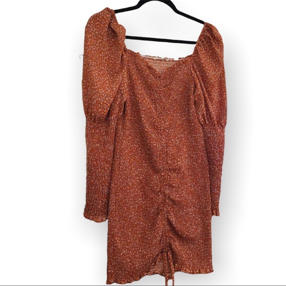 Floral Smocked Bodycon Dress Long sleeve Fall/Summer/Spring/Winter Large - Picture 7 of 7